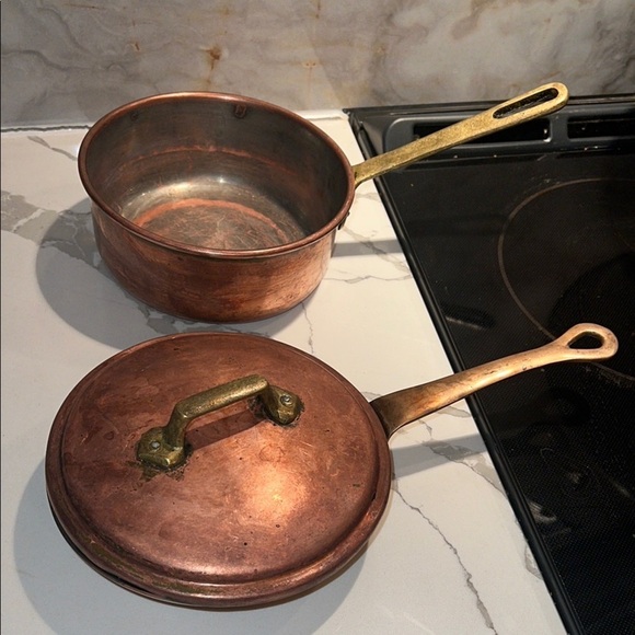 Set of 3 Vintage Copper Cookware Lid Fits Both Pot and Pan - Picture 2 of 5